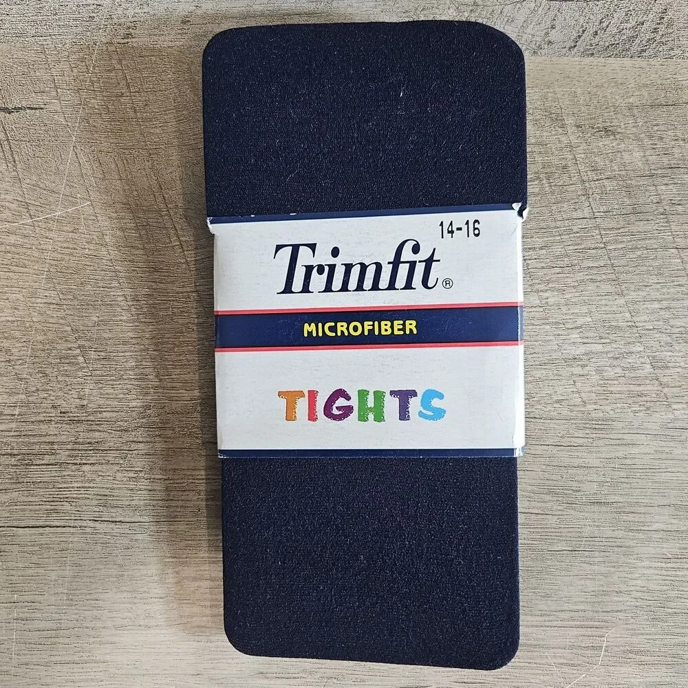 Trimfit Microfiber Tights Lot of 9 Girls Size 14-16 Navy Blue Nylon Spandex NEW